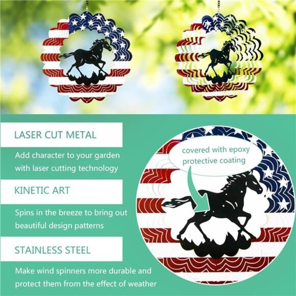 Horse Metal Wind Spinners - Ideal Horse Gifts for Men Women - Picture 5 of 7